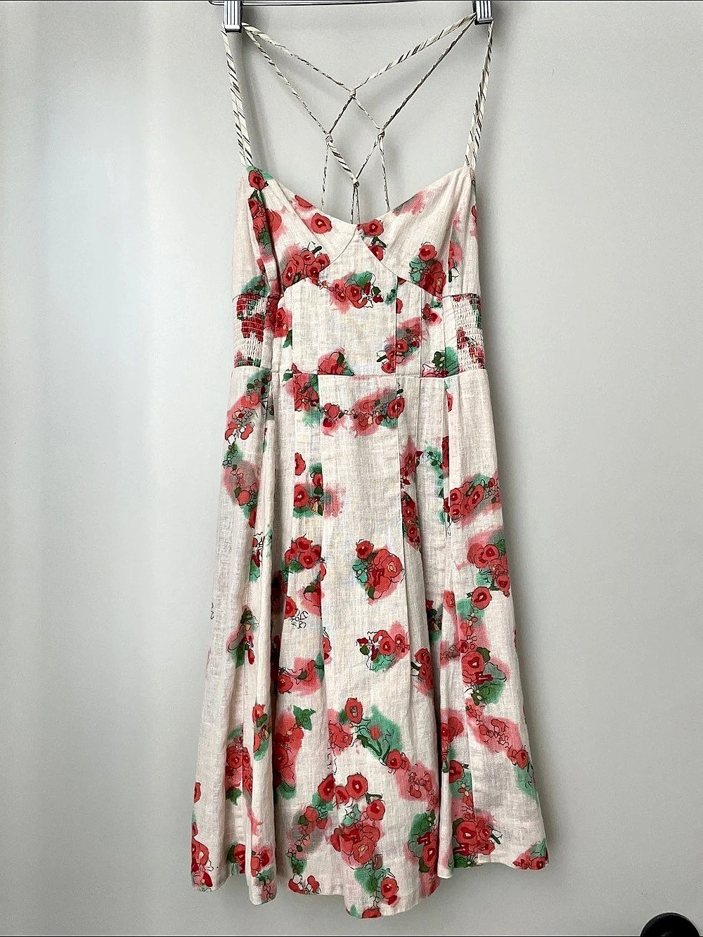 Free People Floral Mini Dress Pink & Cream